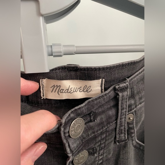 Madewell High Rise Black Button Fly Skinny Jeans Raw Hem Preowned Womens Size 26 - Picture 6 of 9